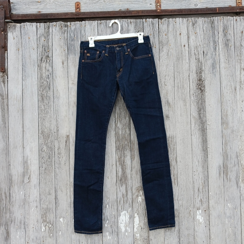 Double RRL Ralph Lauren Jeans Womens 27X33 Skinny Fit Selvage Darkwash Low Rise